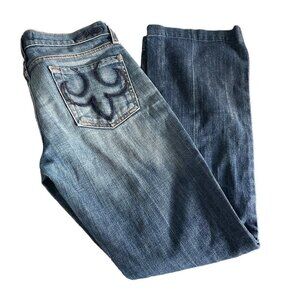 Dpd Express Deluxe Premium Denim Bootcut Jeans Wide Hem 25 90s 00s Fleur De Lis